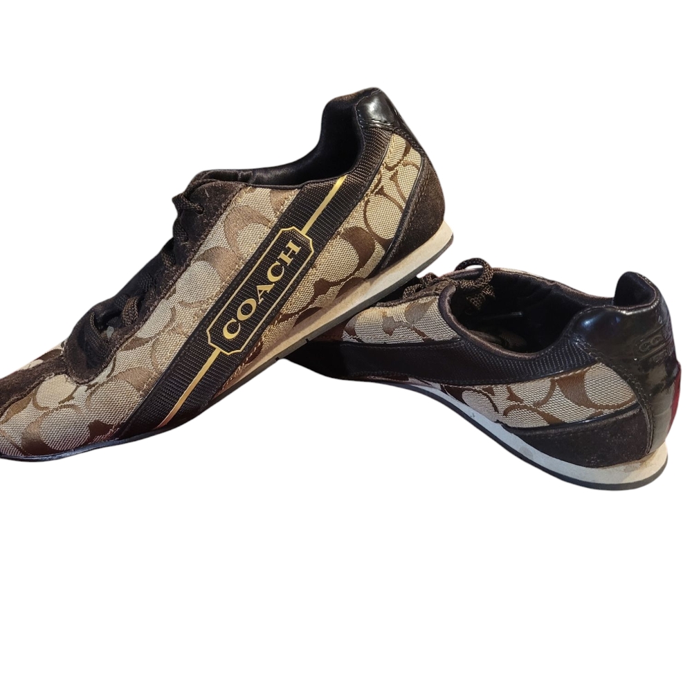 COACH Hilary Brown and Tan Classic Logo Tennis Shoe